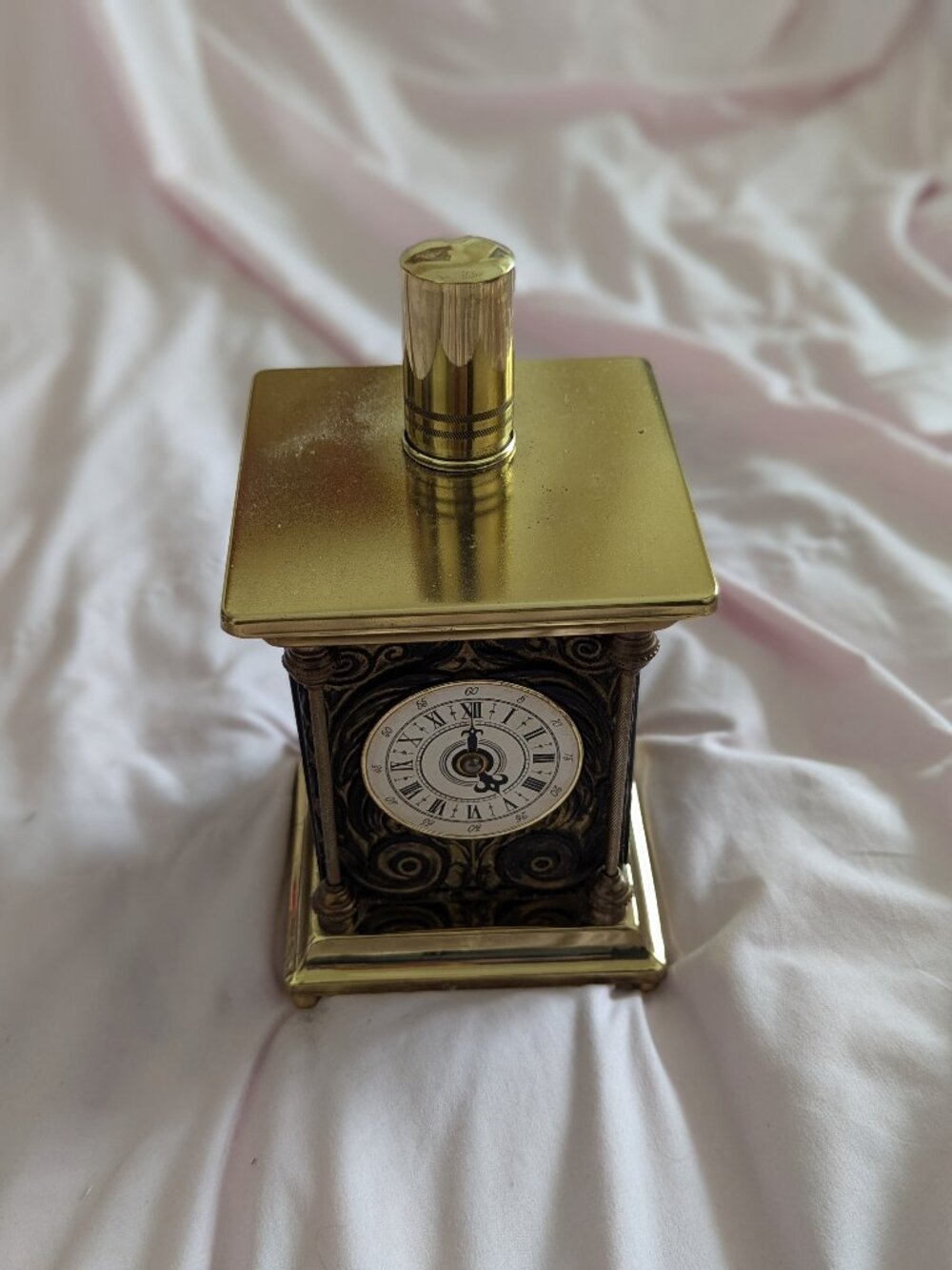 Vintage Brass Carriage Clock Style Music Box 7"